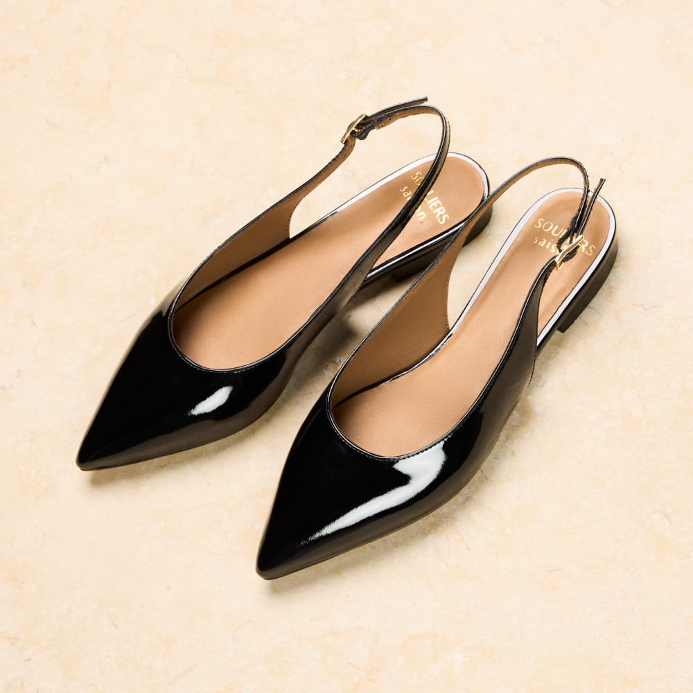 Ballerines slingback Séraphine - Noir verni