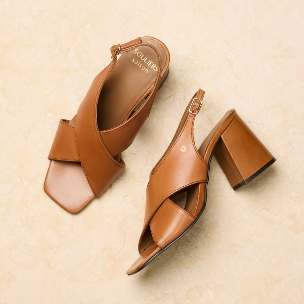 Sandales à talon Arielle - Cognac