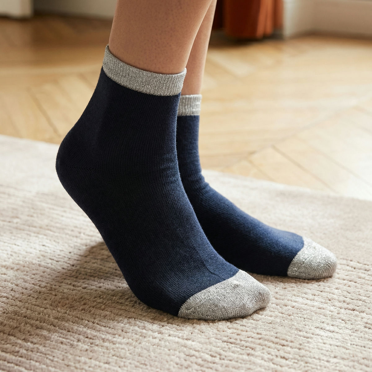 Chaussettes bicolores argentées x3